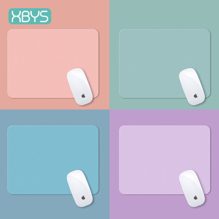 皮质小号纯色鼠标垫简约皮革办公桌垫PU板防...