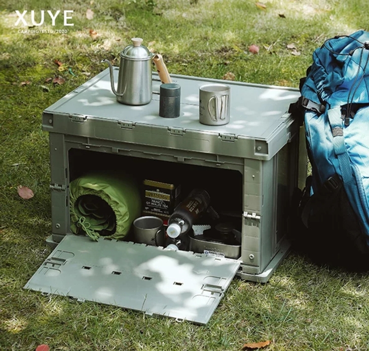 日本霜山户外工业复古风露营整理收纳箱可折叠...