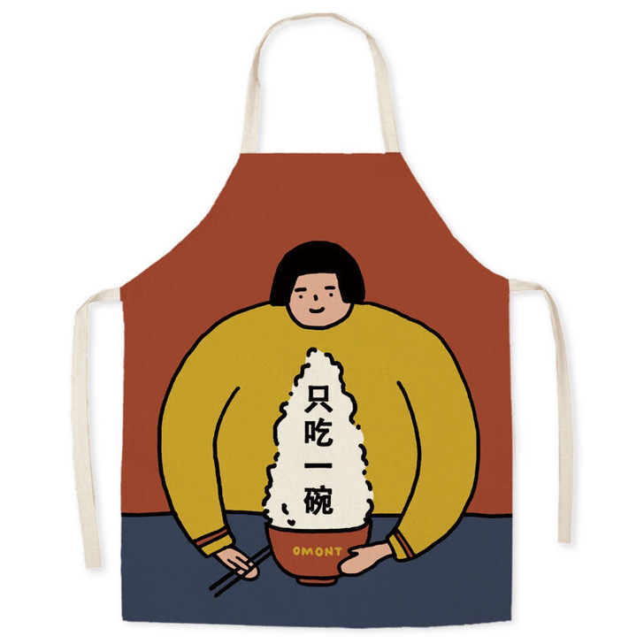 韩版时尚围裙 可爱成人卡通亚麻围裙厨房做饭