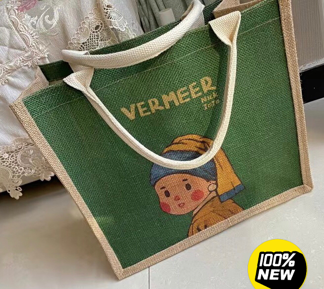 麻布手提袋子珍珠少女