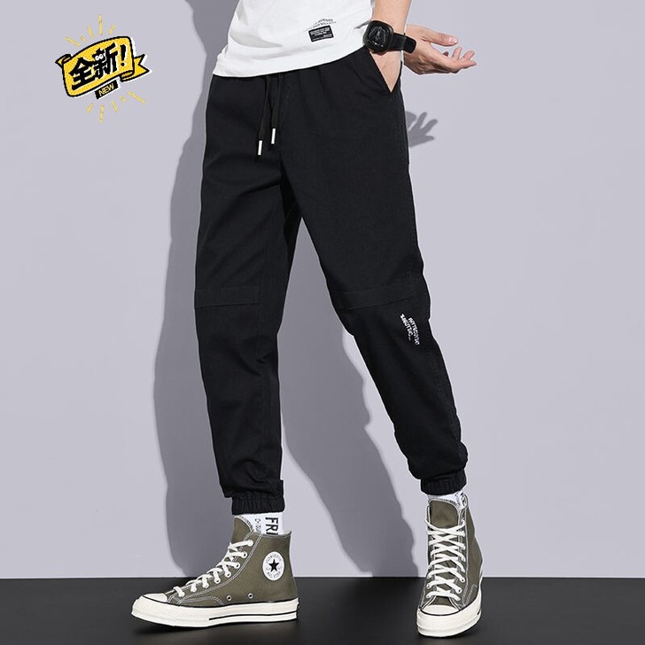 休闲裤男士2021春夏季新款宽松束脚工装裤...