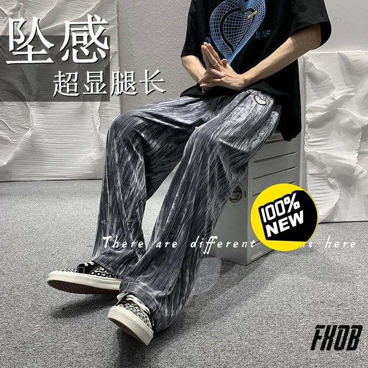 高街扎染休闲裤男韩版复古痞帅直筒夏季原宿慵...
