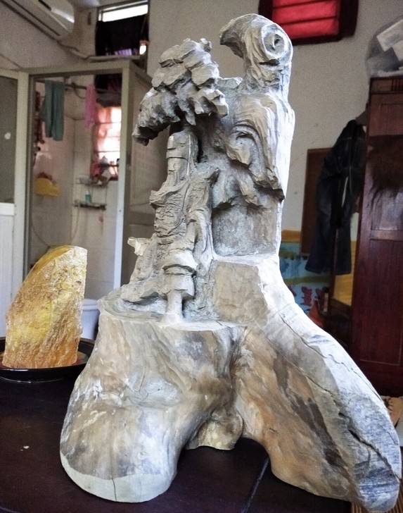 紫檀木老树根雕武财神关二哥，尺寸：33X2...