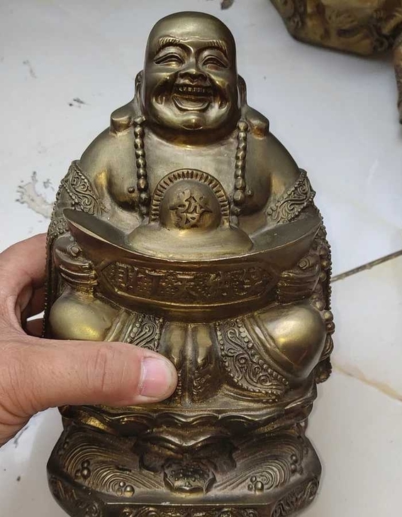 弥勒佛铜佛像，高22厘米，重5斤，开脸好工...