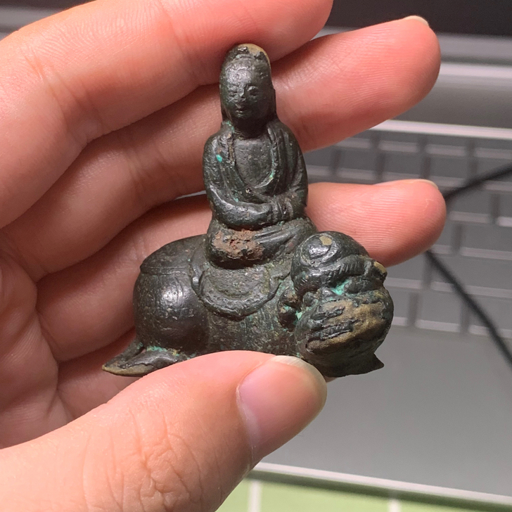 开脸好明代铜菩萨像铜佛像铜佛造像老佛像没鎏...