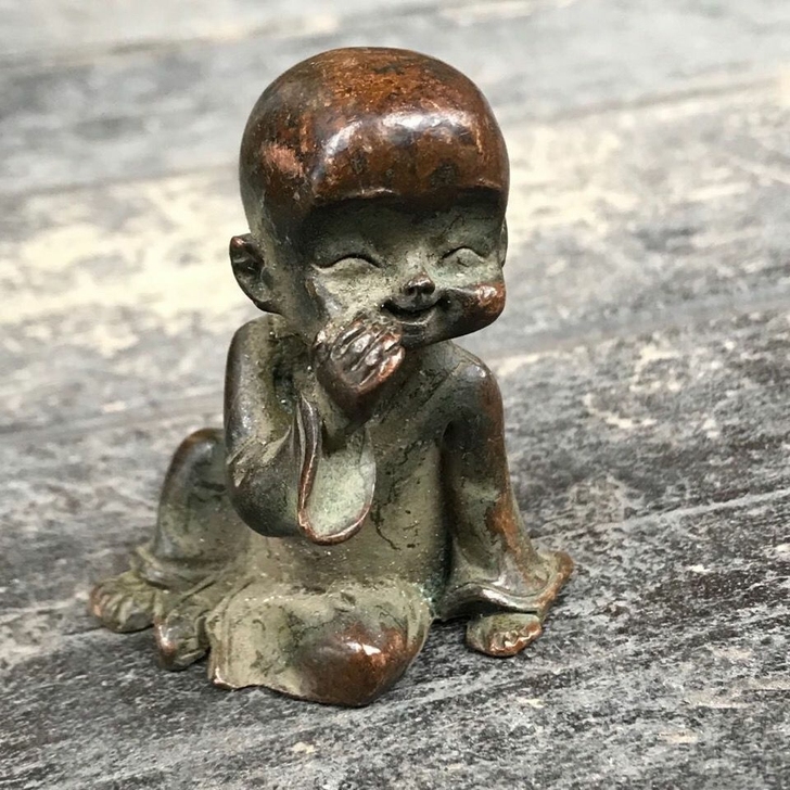 纯铜小和尚招财进宝铜佛像笑脸小铜佛摆件铜佛...