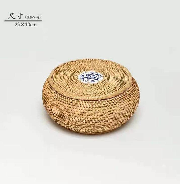 越南纯手工藤编干果点心盒茶饼盒零食首饰收纳盒