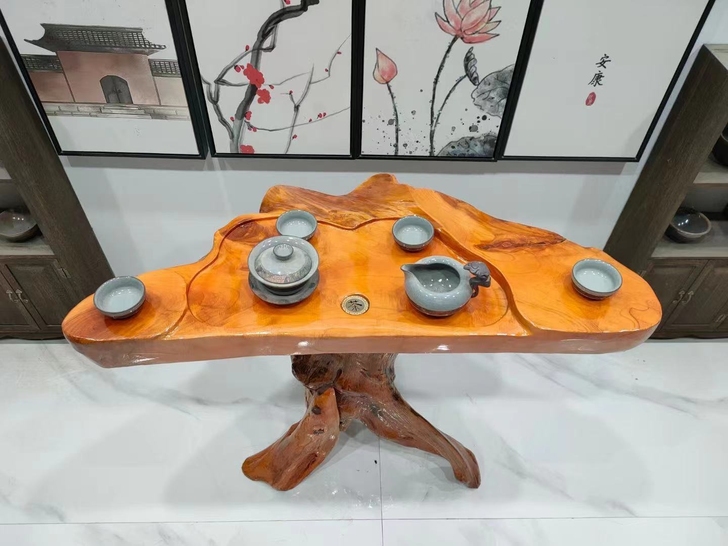 闲置天然实木根雕茶几原木树根底座根艺家具大...