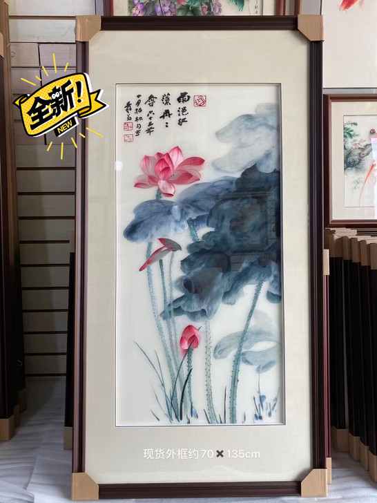 苏绣画成品 精品荷花 手工绣1-2丝 图片...