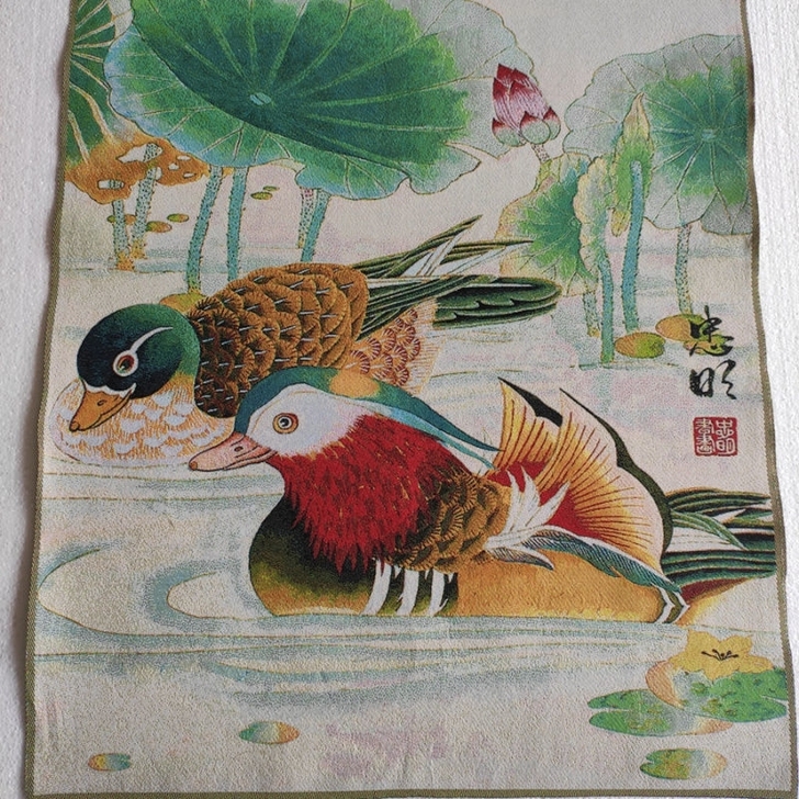 鸳鸯戏水图刺绣画《相濡以沫》 刺绣织锦画 ...