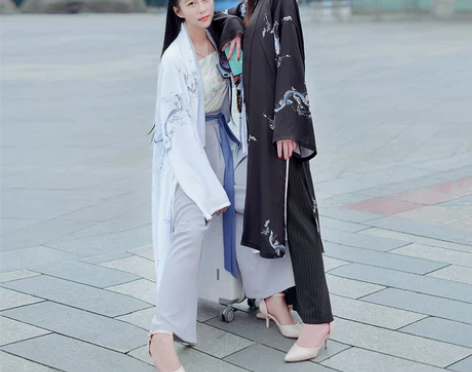 如梦霓裳宋制汉服女长褙子苍龙情侣CP日常改...