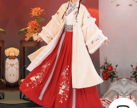 原创汉服女秋冬汉元素毛呢大衣改良宋制… 外...