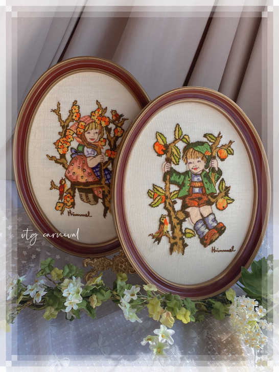 中古vintage西姆娃娃刺绣画 vint...