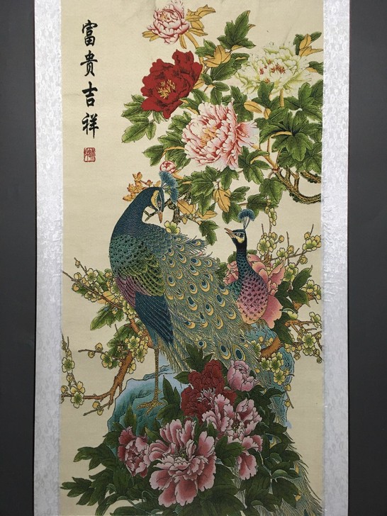 编号：GH002 批发中堂刺绣画 中堂花鸟画