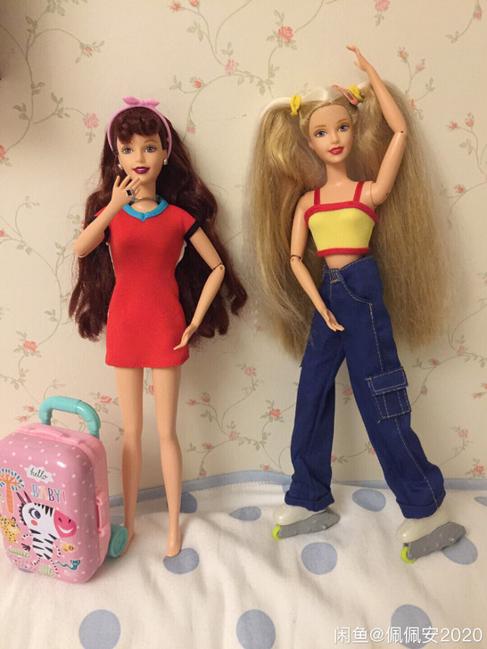 芭比正版娃娃，绝版时代女孩出双辫，娃娃脸无...