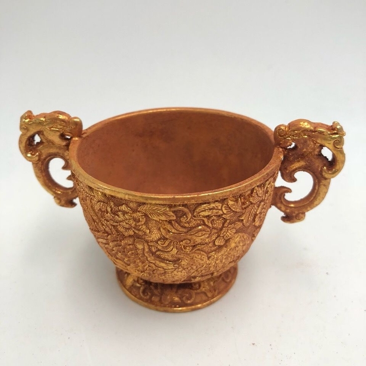 古玩古董收藏乡下老物件 大清乾隆年制鎏金酒...