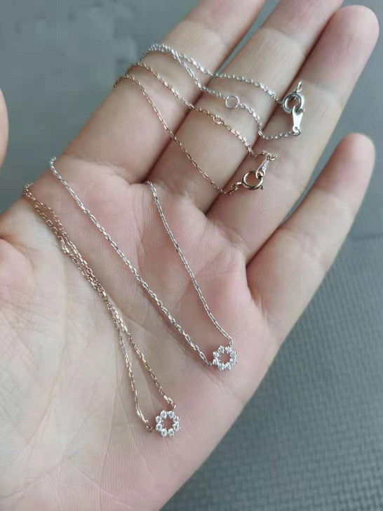 单钻项链，纯银镀10k真金，有k10的标，...