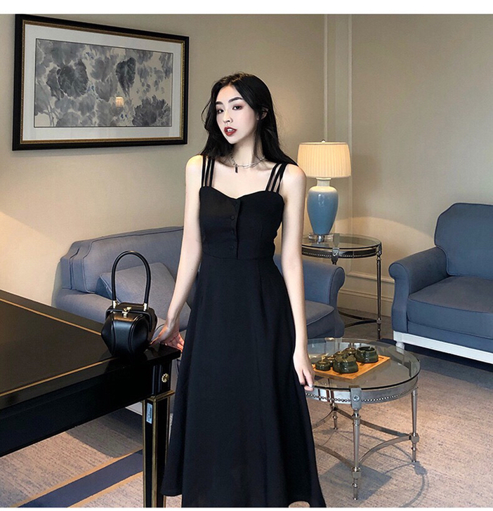 吊带连衣裙子女夏季森系超仙收腰显瘦温柔风气...
