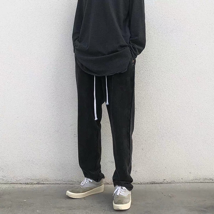 A chock 侃爷同款洗水做旧直筒休闲运...