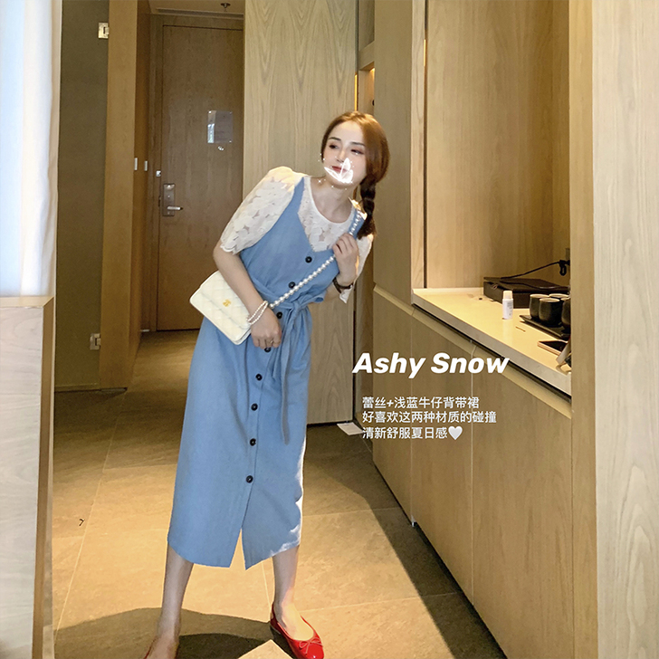 Ashy Snow 轻氧女孩 清新牛仔蓝单...