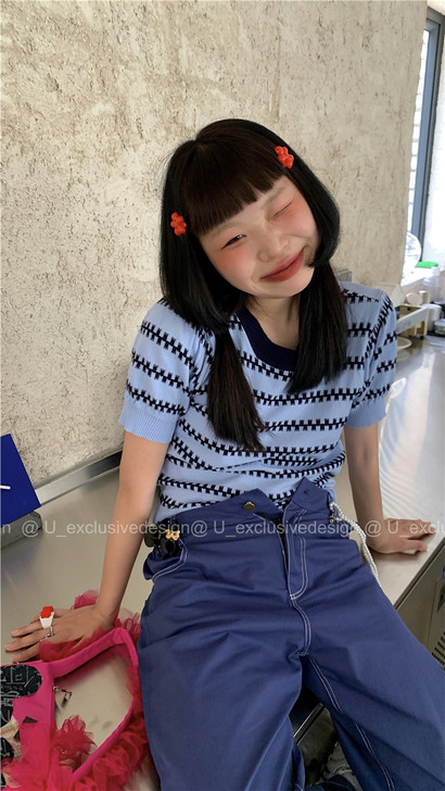 七七ost 复古时髦 特别的~波纹路薄款短...