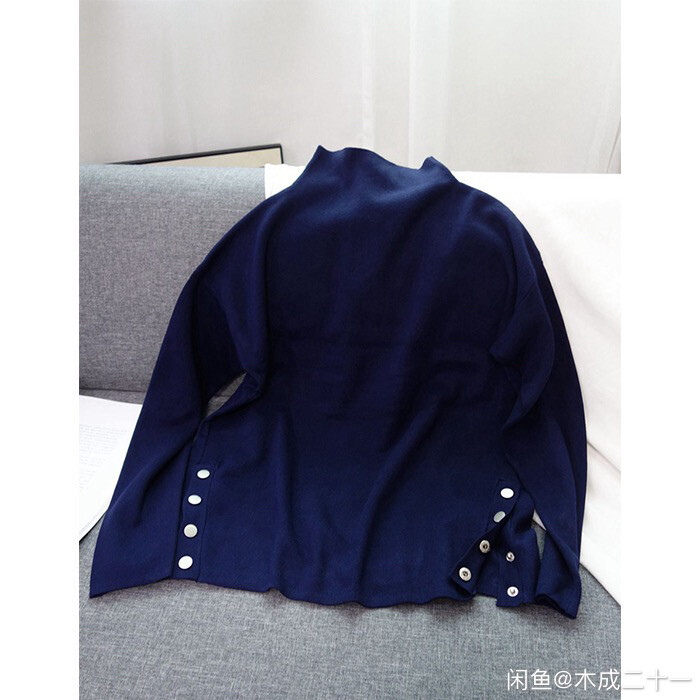 贵族蓝半高领针织衫 满25包邮 下面两张是...