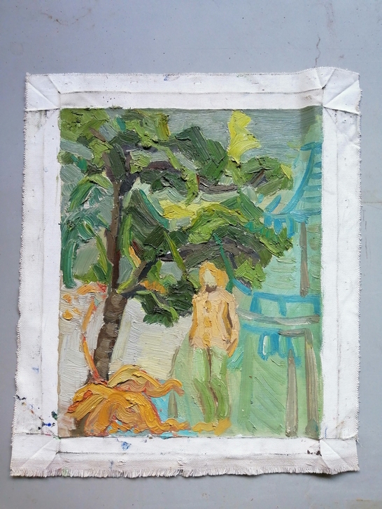 布面手绘油画，美院学生作品，