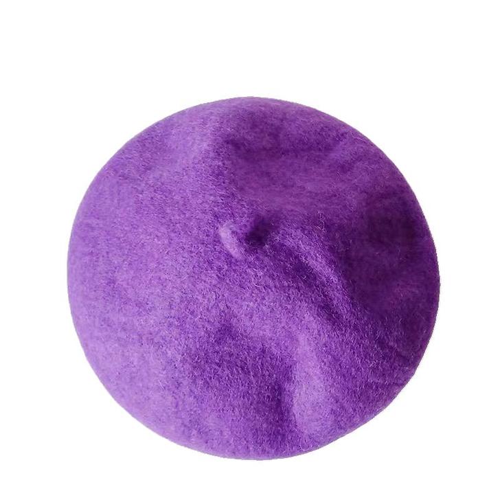 毛呢贝雷帽紫色