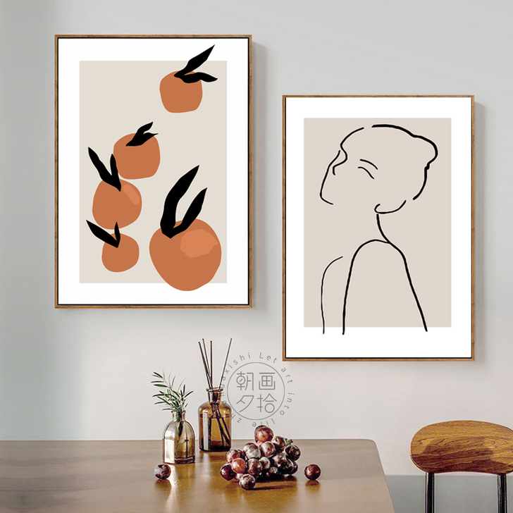 北欧风格餐厅墙面装饰画几何抽象小清新挂画文...