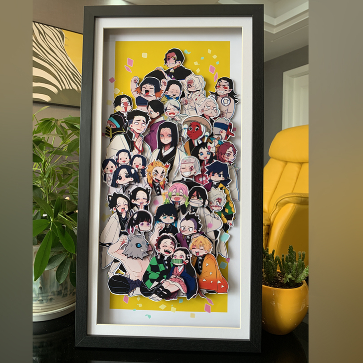鬼灭之刃全家福Q版炭治郎祢豆子九柱装饰纸艺...