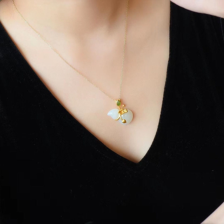 平安扣荷叶莲花吊坠项链女超仙气