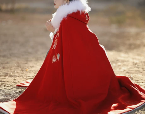 汉服斗篷女秋冬长款加绒加厚保暖披肩外套中国...