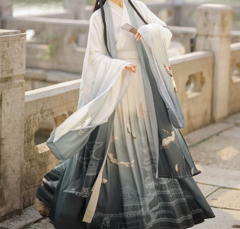魏晋风汉服 L码,大袖衫+上衣+下裙三件套...