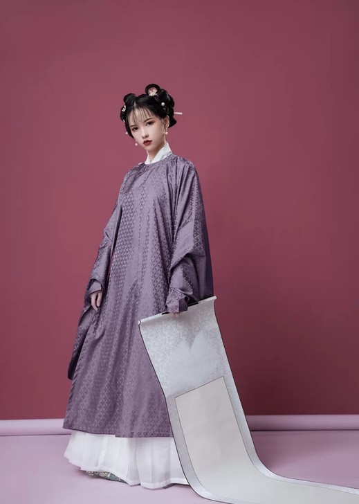 上遥居 小芽 M码明制单层暗纹圆领袍汉服男...