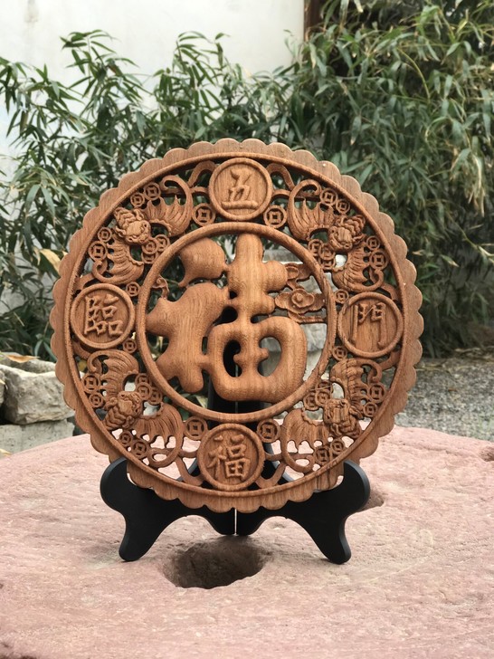 天天特价 东阳木雕挂件实木雕刻 香樟实圆形...