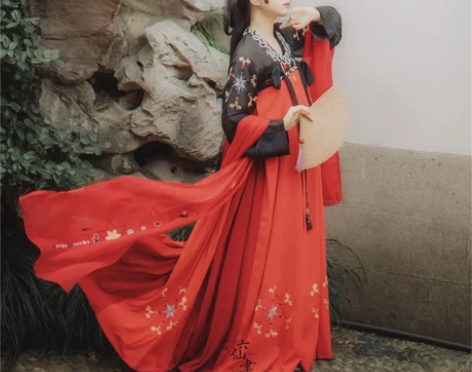 六仙书阁【朱颜酡】原创上襦下裙齐胸间色裙绣...