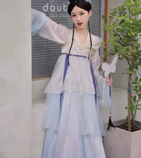 【收】七月夕原创汉服 织女 对襟短衫吊带绣...