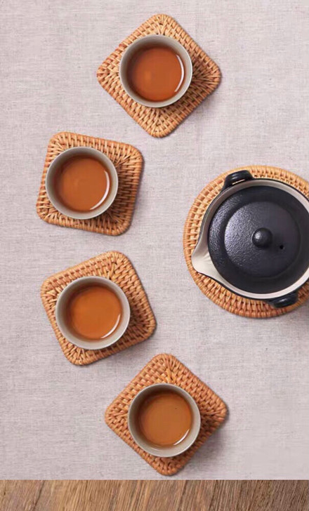 越南编织秋藤编杯垫茶垫托茶道茶壶托茶托隔热...