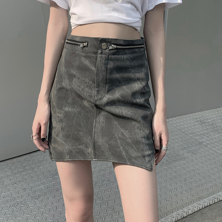 机能风半身裙暗黑高级灰显瘦港味包臀不显跨复...