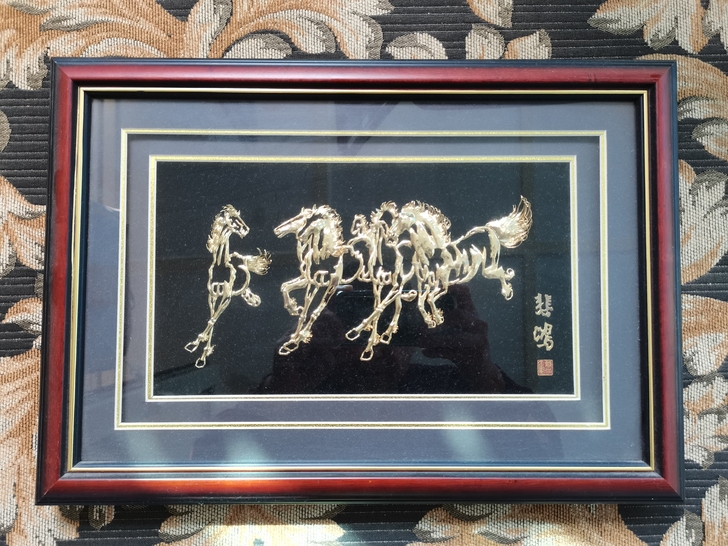 纯手工金属镀金工艺品徐悲鸿奔马图