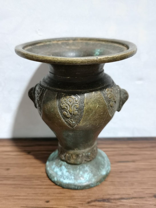 日本回流铜器，回流花樽，花觚，插花必备，古...