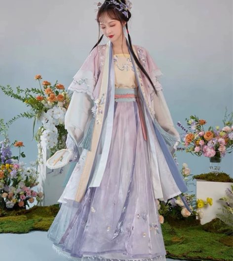 七月夕 薄雾清晨 宋制改良吊带半袖长衫齐腰...