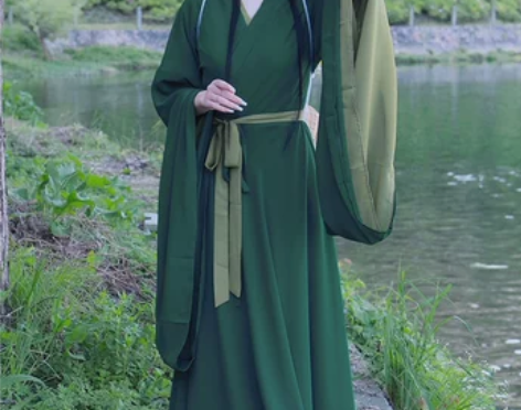 【礼遇价】绿色汉服女夏季款中国风直裾薄款古...