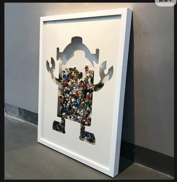 乐高积木装饰画人仔挂画爱马仕橙色小人积木画...