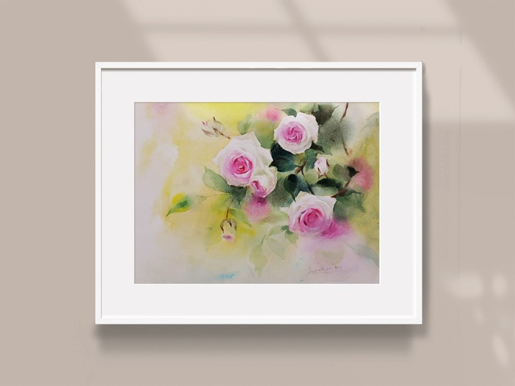 水彩画  装饰画 色彩花卉 手绘作品 包邮