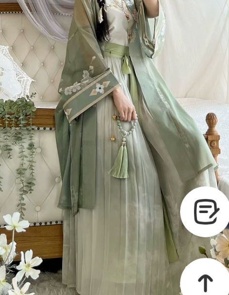 宋制汉服女长褙子对襟中国风日常一片式褶裙