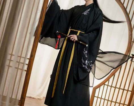 孤鲤原创古装青少年男汉服古装秋季中国风道袍...