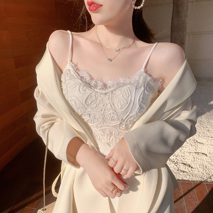 ByYou 春季新款蕾丝吊带背心女外穿少女...