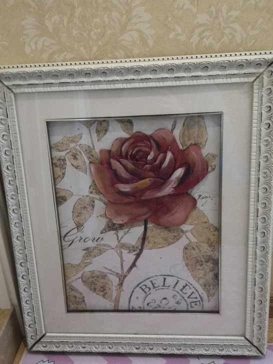 木雕工艺画，玫瑰花