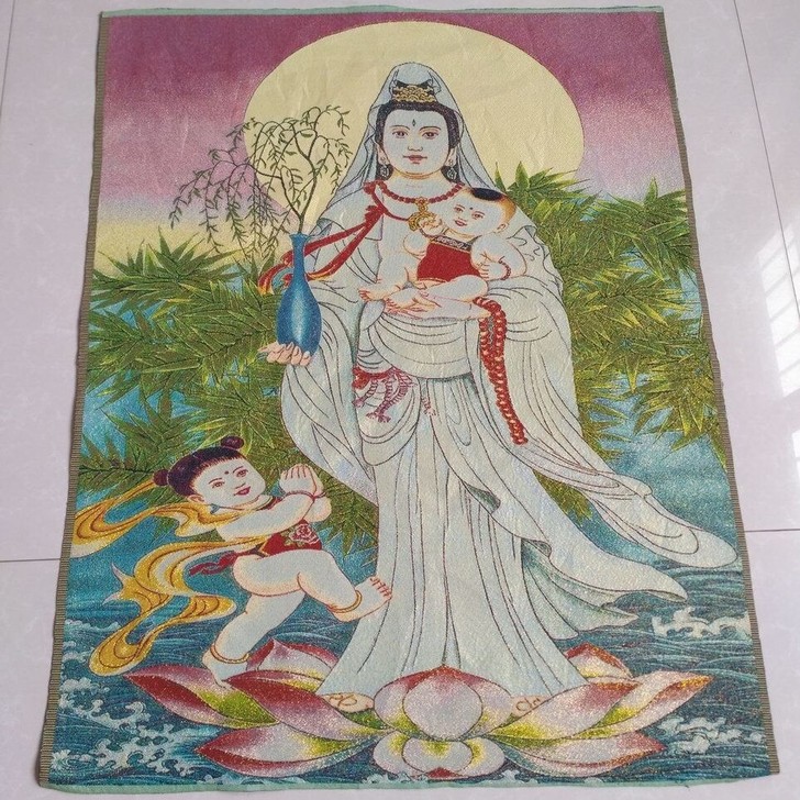 清仓，尼泊尔唐卡画像观音送子唐卡刺绣画居家...